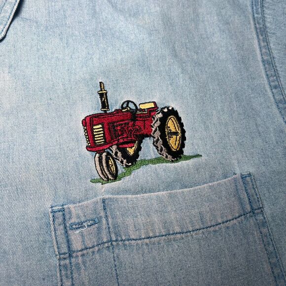 Vtg Aspen Gold Men's Tractor Denim Shirt Button Up Size M (#94) - Picture 4 of 5